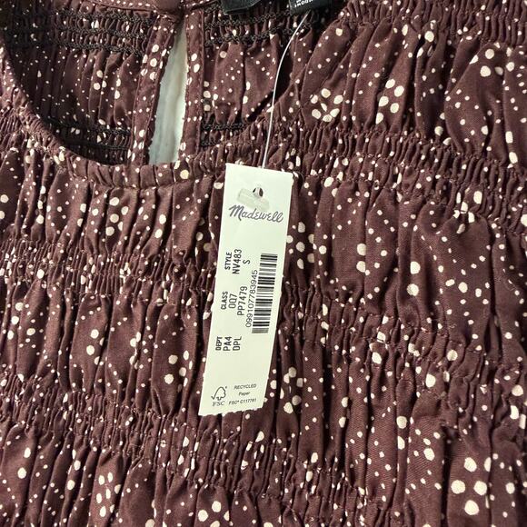 Madewell Melody Midi Dress Small Smocked Daisy Print Plum NV483 - Picture 5 of 10